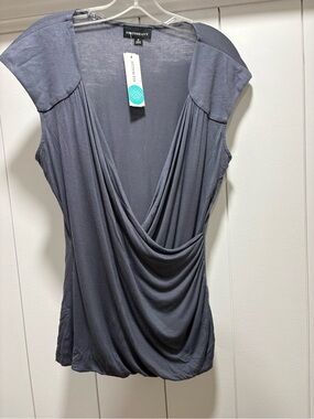 Fortune & Ivy Stitch Fix NWT Medium Gray  Faux Wrap Sleeveless